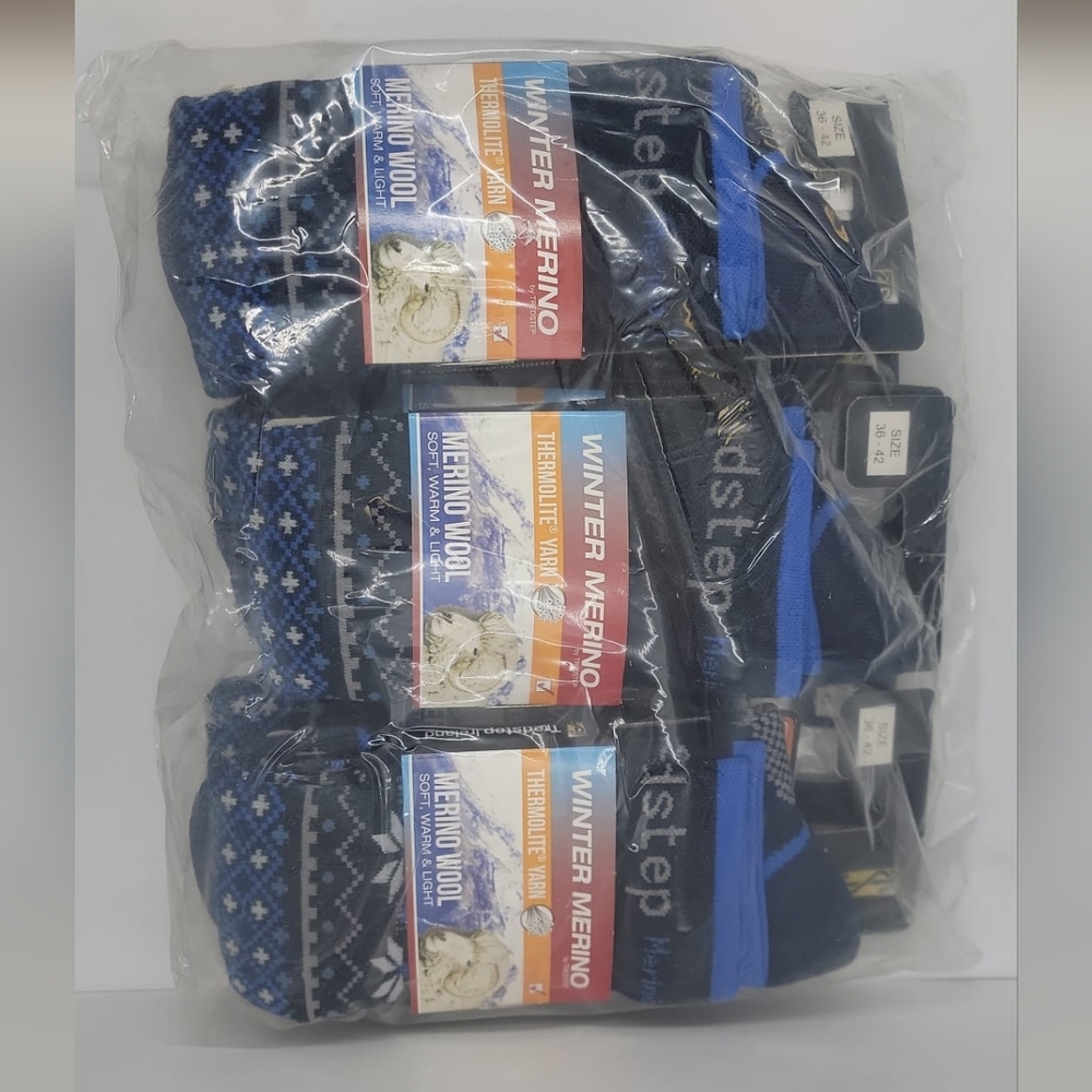 TREDSTEP Merino Wool Set/light Warm/Winter Socks/color Navy/NWT